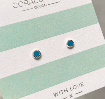 Sea Blue enamel studs - Daisy Park