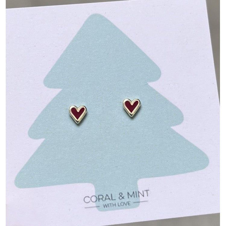 Red heart stud Christmas earrings - Daisy Park