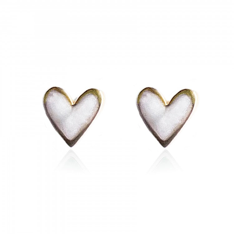 Pearlescent white heart enamel - gold plated - Daisy Park