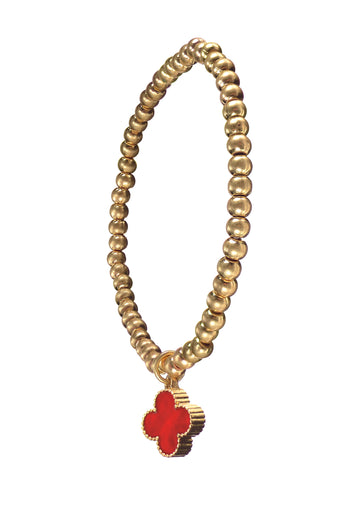 Byzantine Cross Charm - Worn gold/Rouge bracelet - Daisy Park
