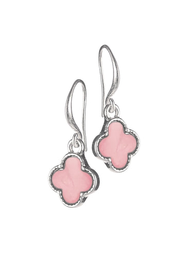 Byzantine Cross drops - Worn Silver/Candy pink earrings - Daisy Park