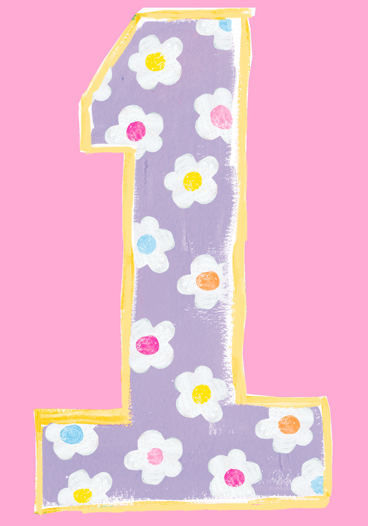 Age 1 Girl birthday card - Daisy Park
