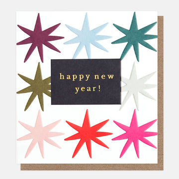 Happy New Year colourful star card - Daisy Park
