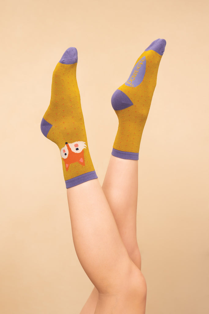Mustard Fox ankle socks - Daisy Park