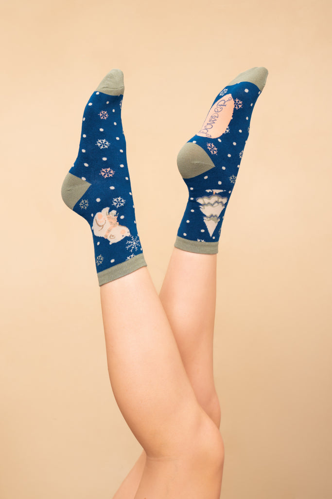 North Pole-ar ankle socks - Navy - Daisy Park