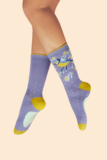 Blooming Blue Tit ankle socks - Daisy Park