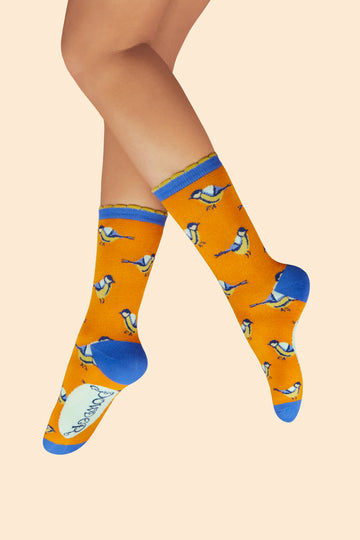 Brilliant Blue Tits ankle socks - Daisy Park