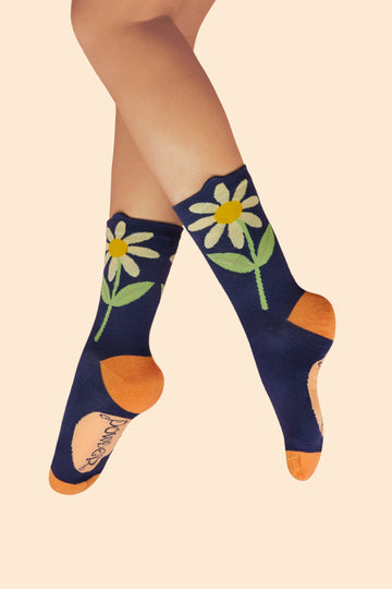 Flower Top Daisy navy ankle socks - Daisy Park