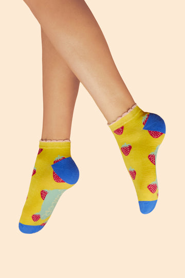 Succulent Strawberries ankle trainer socks - Daisy Park