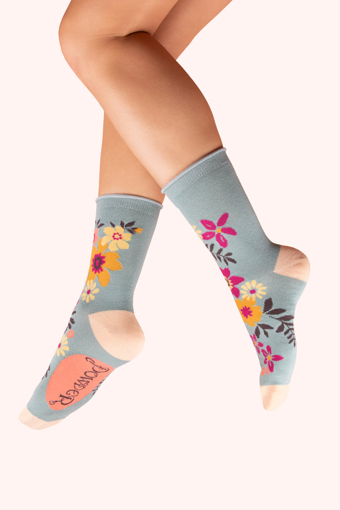 Floral Spray Ice ankle socks - Daisy Park