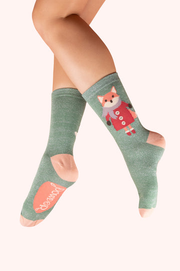 Cosy Fox Glitter ankle socks - Daisy Park