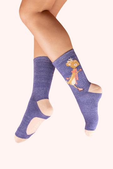 Skating Deer ankle socks - Daisy Park