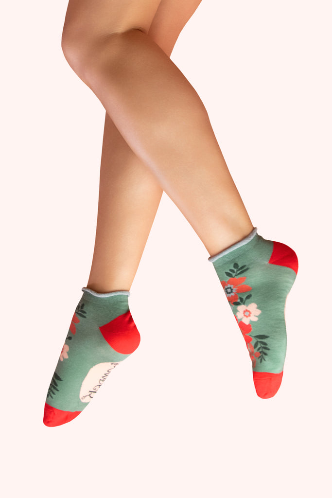 Floral Spray ankle trainer socks - Daisy Park