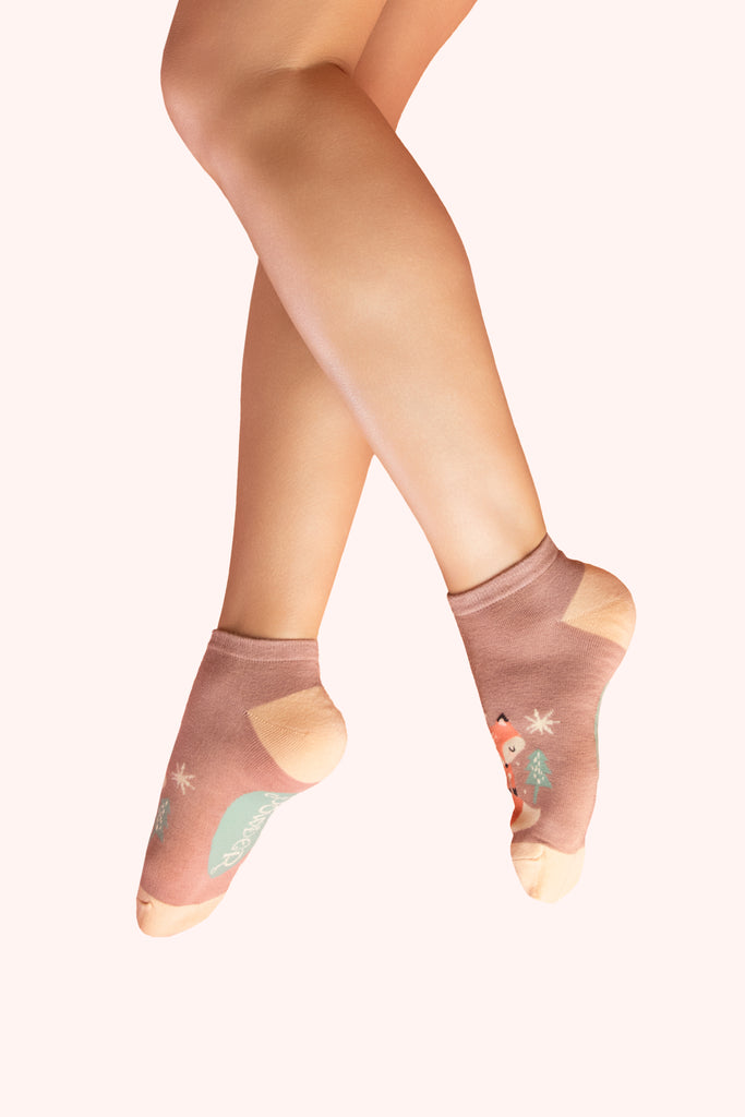 Scandi Fox Mocca ankle trainer socks - Daisy Park