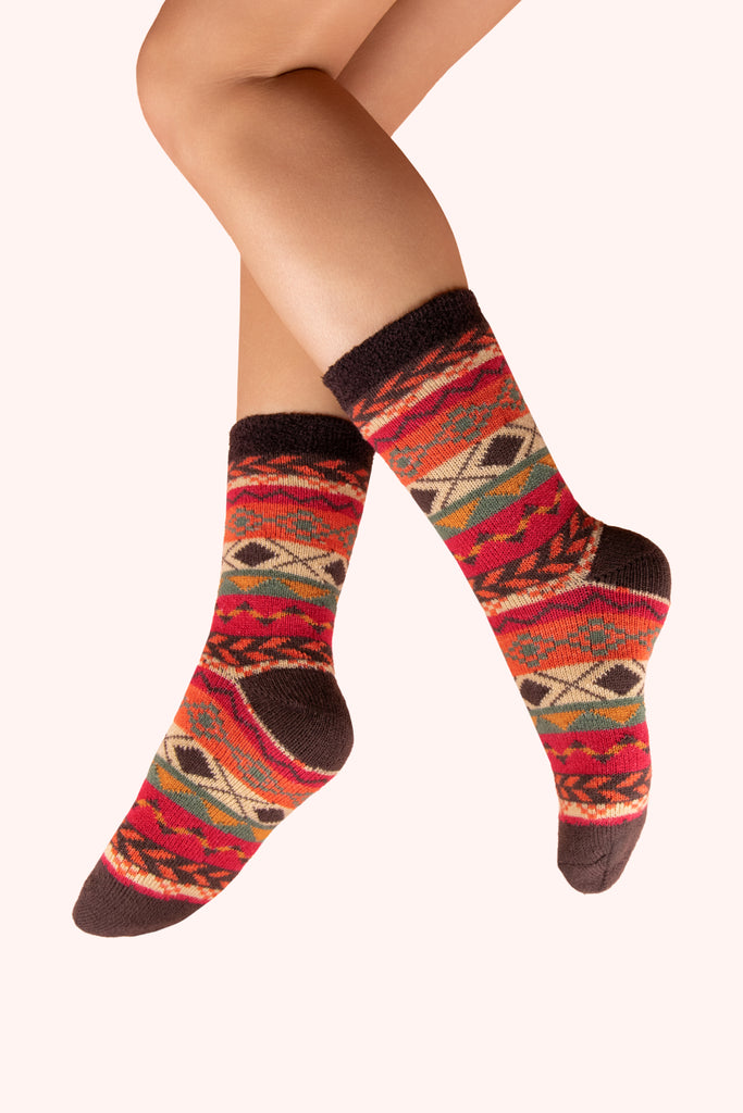 Cosy Fairisle Russet cosy socks - Daisy Park