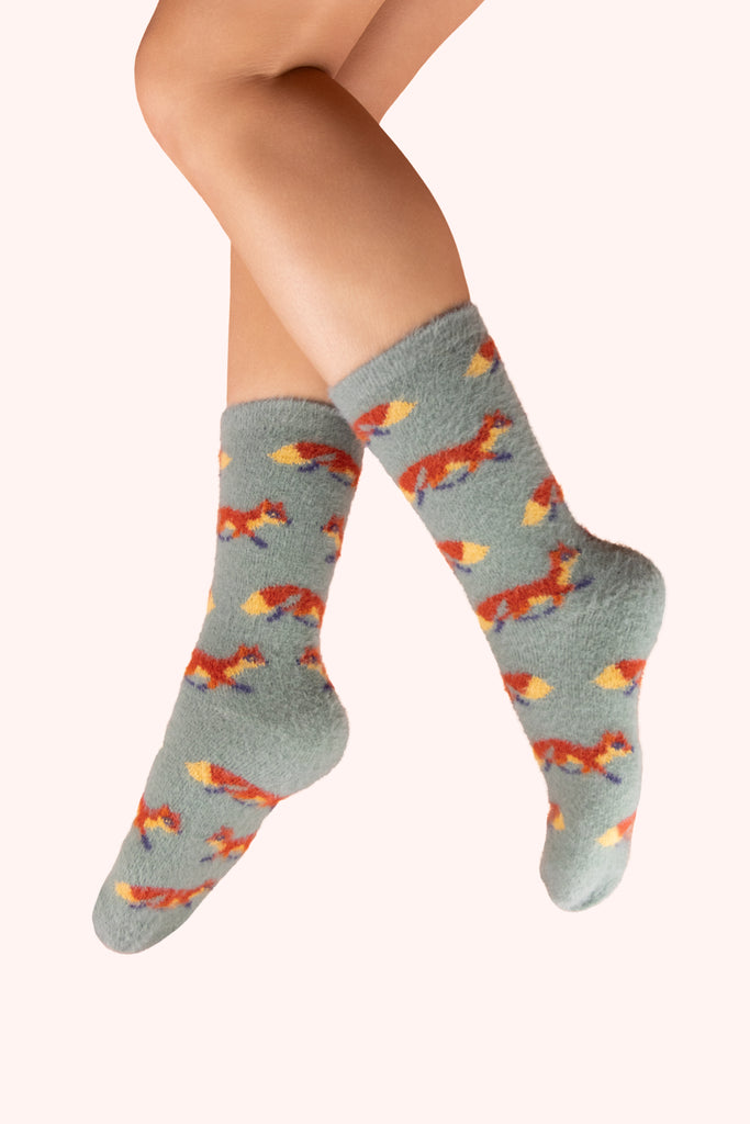 Mini Foxes fuzzy socks - Daisy Park