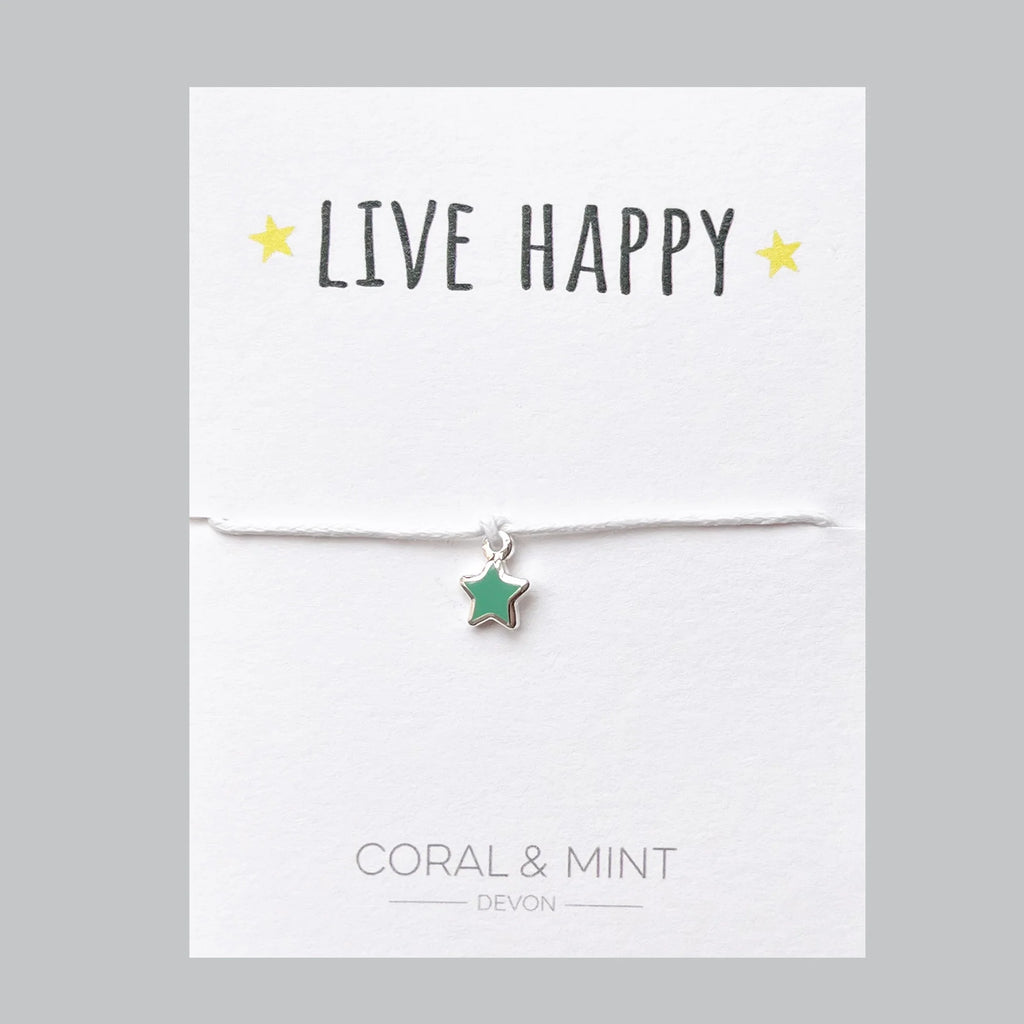 Live Happy - Sparkly turquoise star charm bracelet - Daisy Park