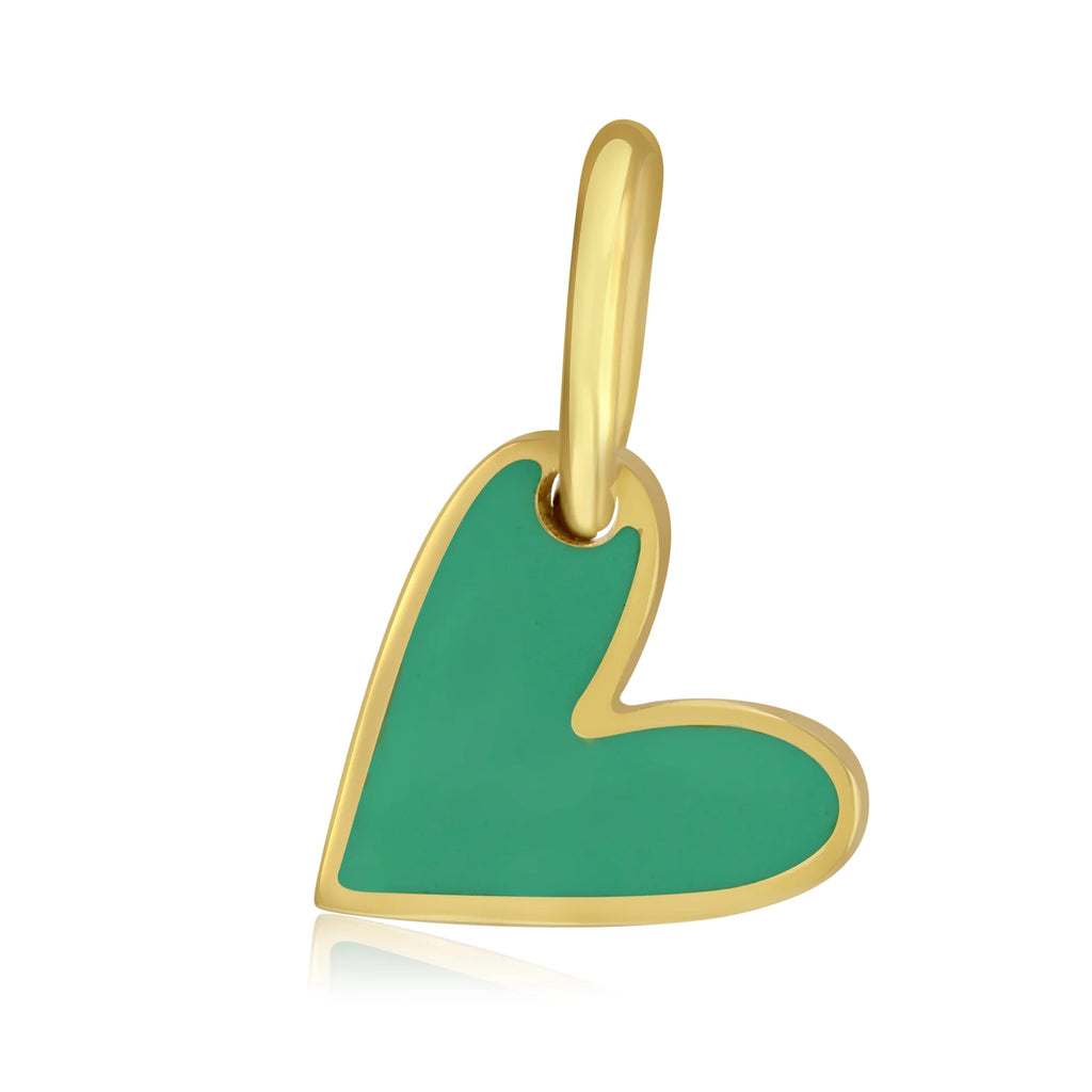 Gold heart charm with mint enamel - Daisy Park