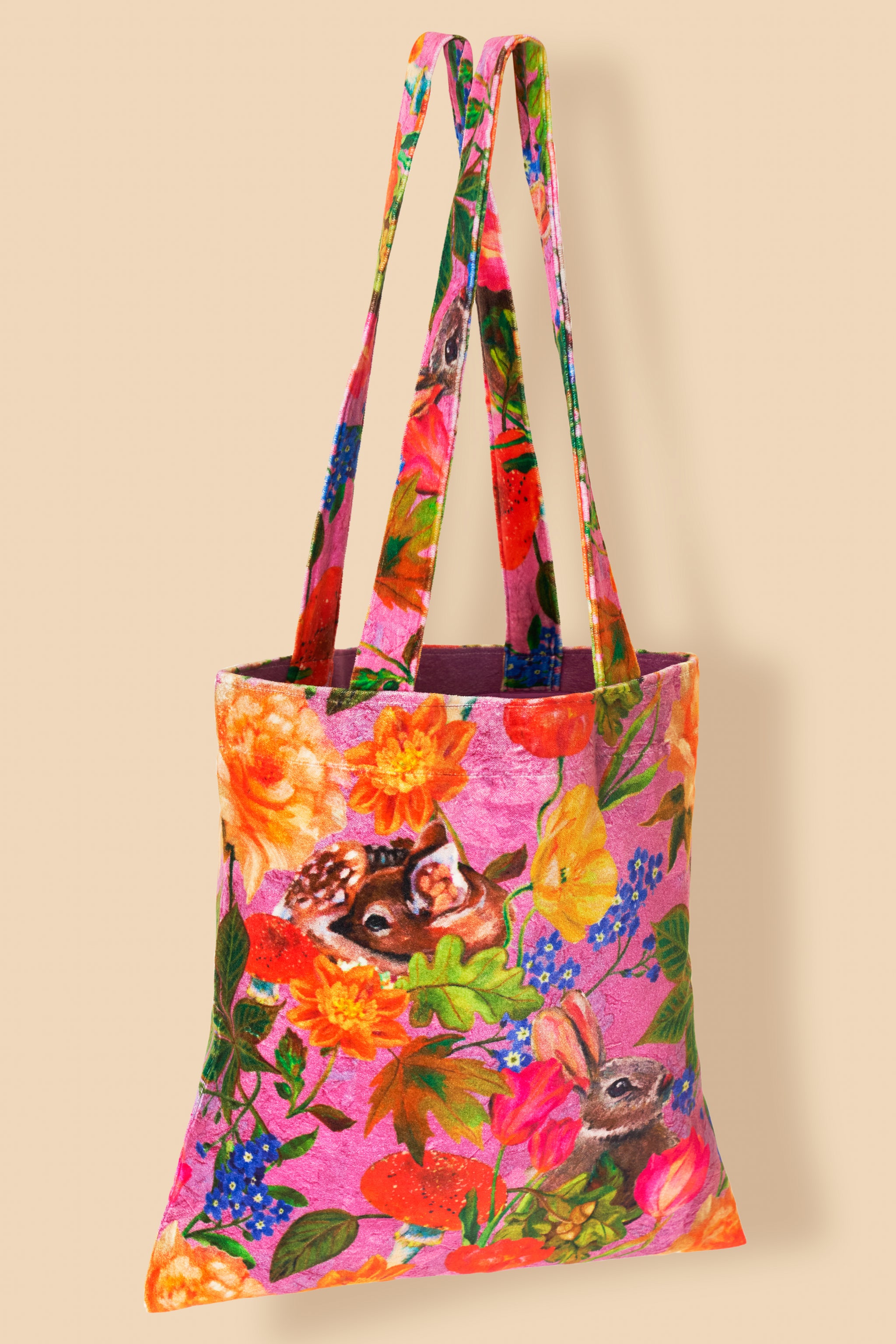 Velvet tote bag Whimsical Woodland