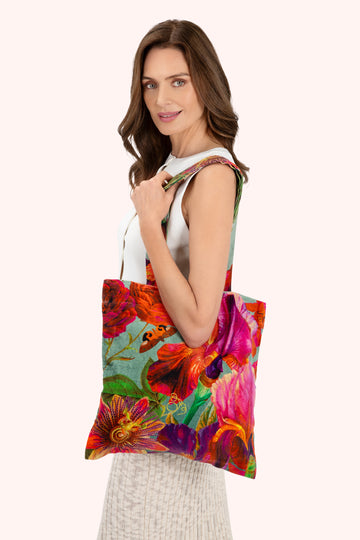 Velvet Tote bag - Winter iris, ice - Daisy Park