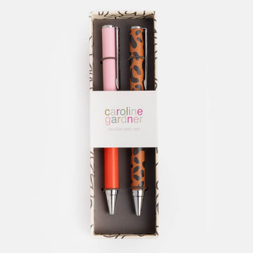 Pink/Red and leopard set of 2 boxed pens - Daisy Park