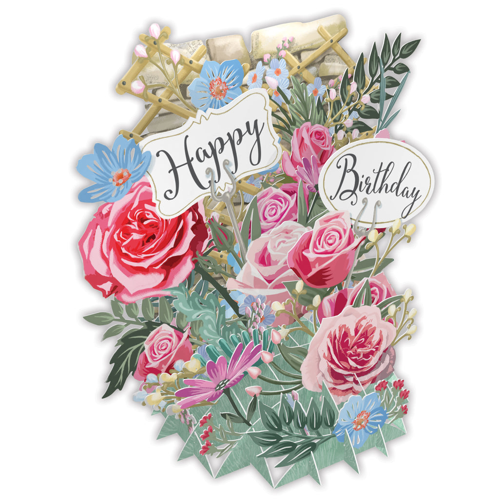 Happy Birthday roses 3D pop up greeting card - Daisy Park
