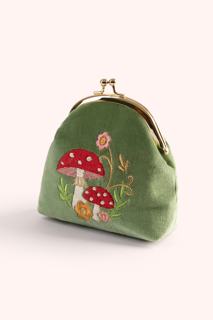 Velvet coin purse - Toadstools - Daisy Park