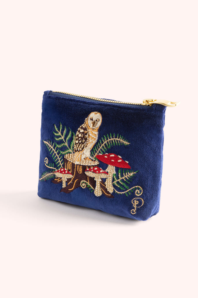 Woodland Owl mini velvet pouch - Daisy Park