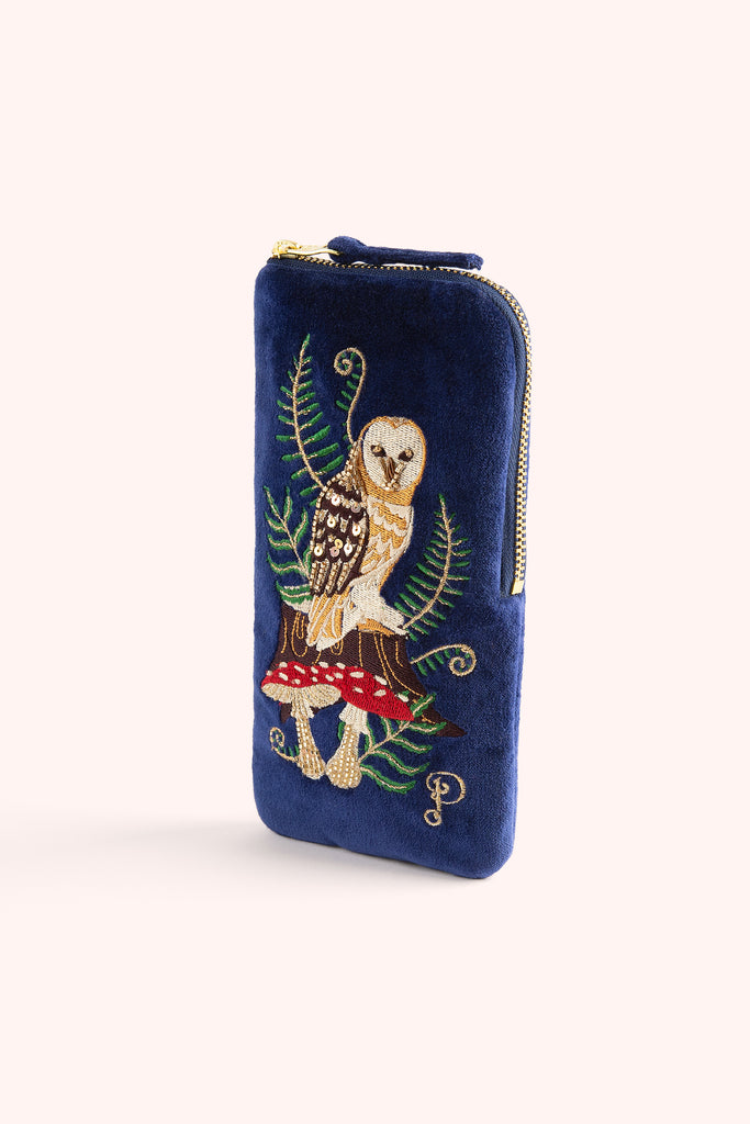 Woodland Owl velvet sunglasses case - Daisy Park