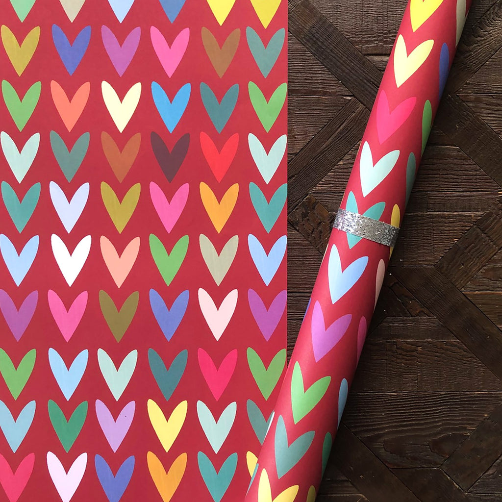 Red hearts wrapping paper - Daisy Park