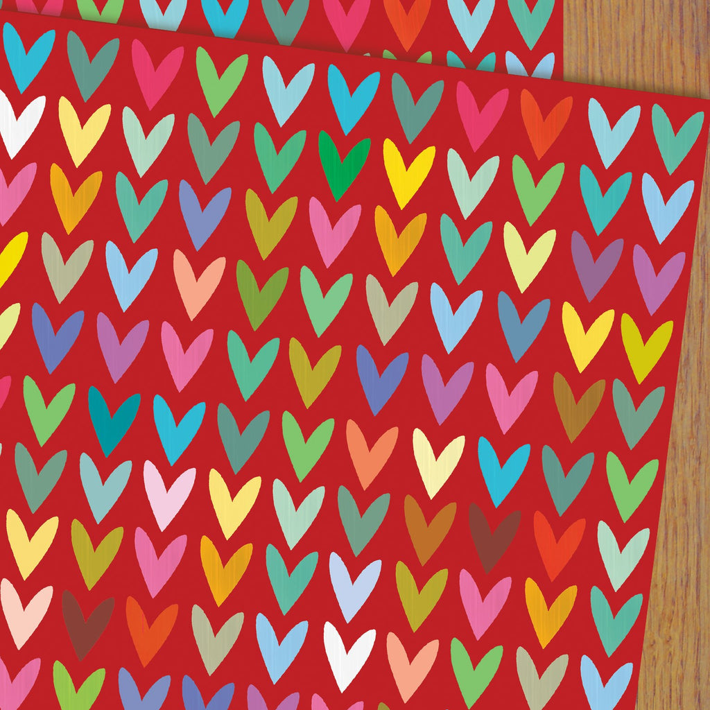 Red hearts wrapping paper - Daisy Park