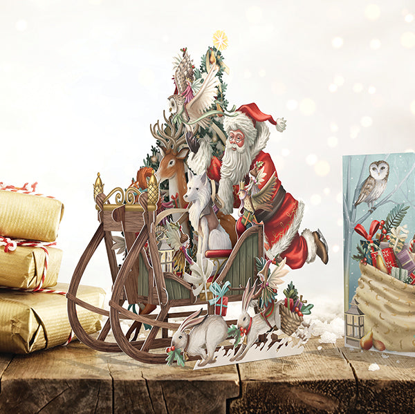 Woodland Sleigh 3D Pop up Christmas card - Daisy Park