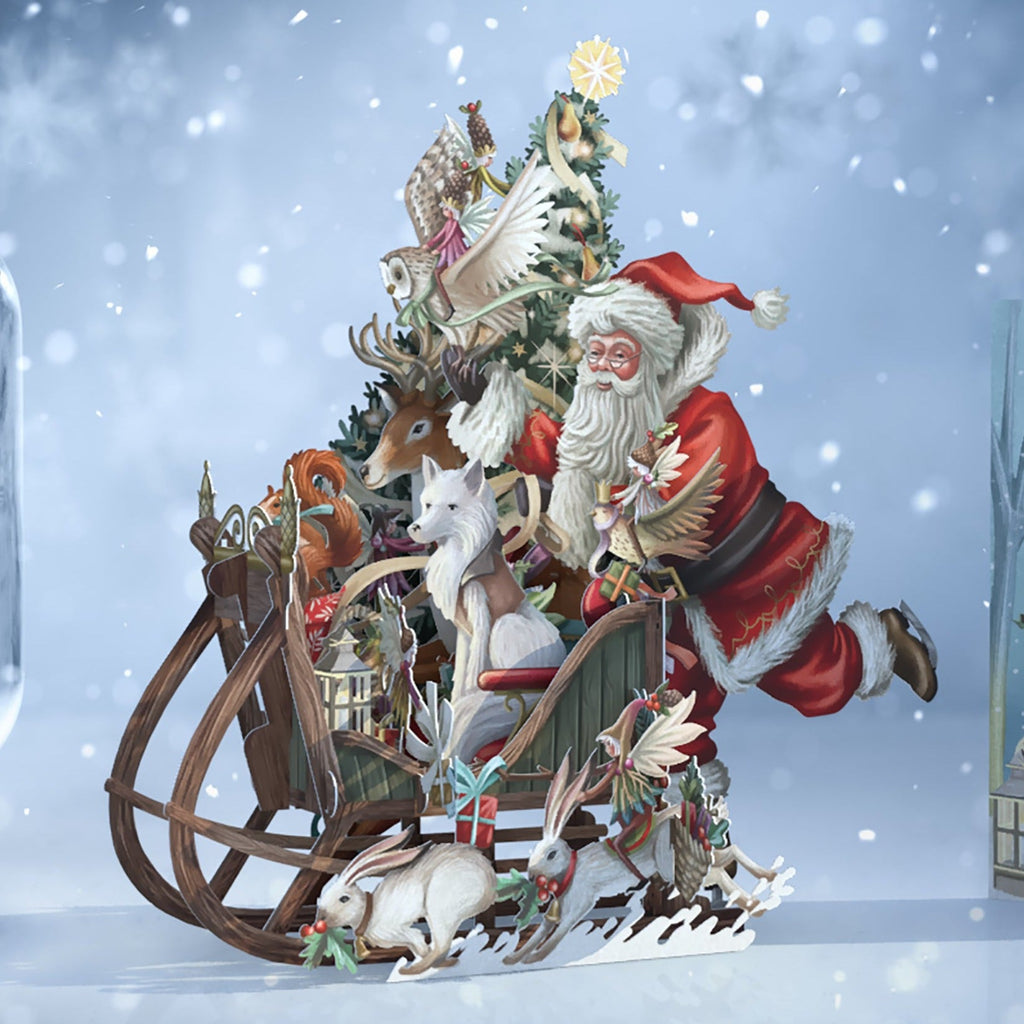 Woodland Sleigh 3D Pop up Christmas card - Daisy Park