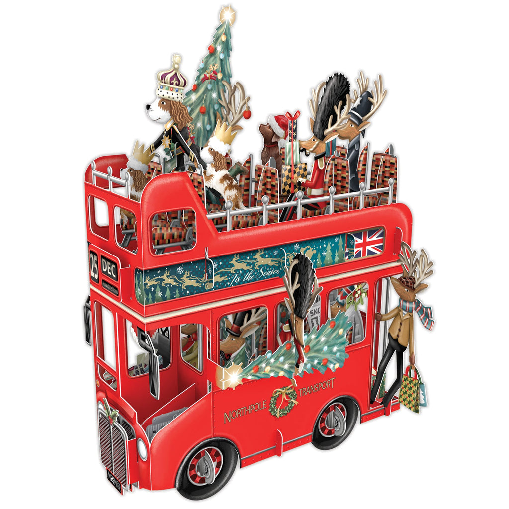 Santa's red bus 3D Pop up Christmas card - Daisy Park