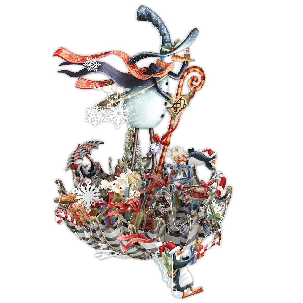 Umbrella Sleigh 3d Pop up Christmas card - Daisy Park