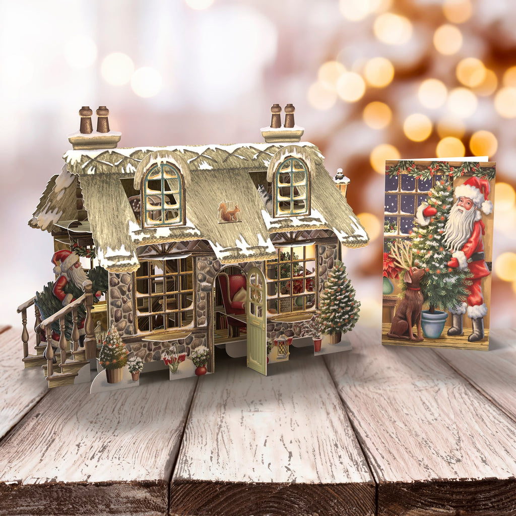 Cosy Christmas cottage 3D Christmas card - Daisy Park