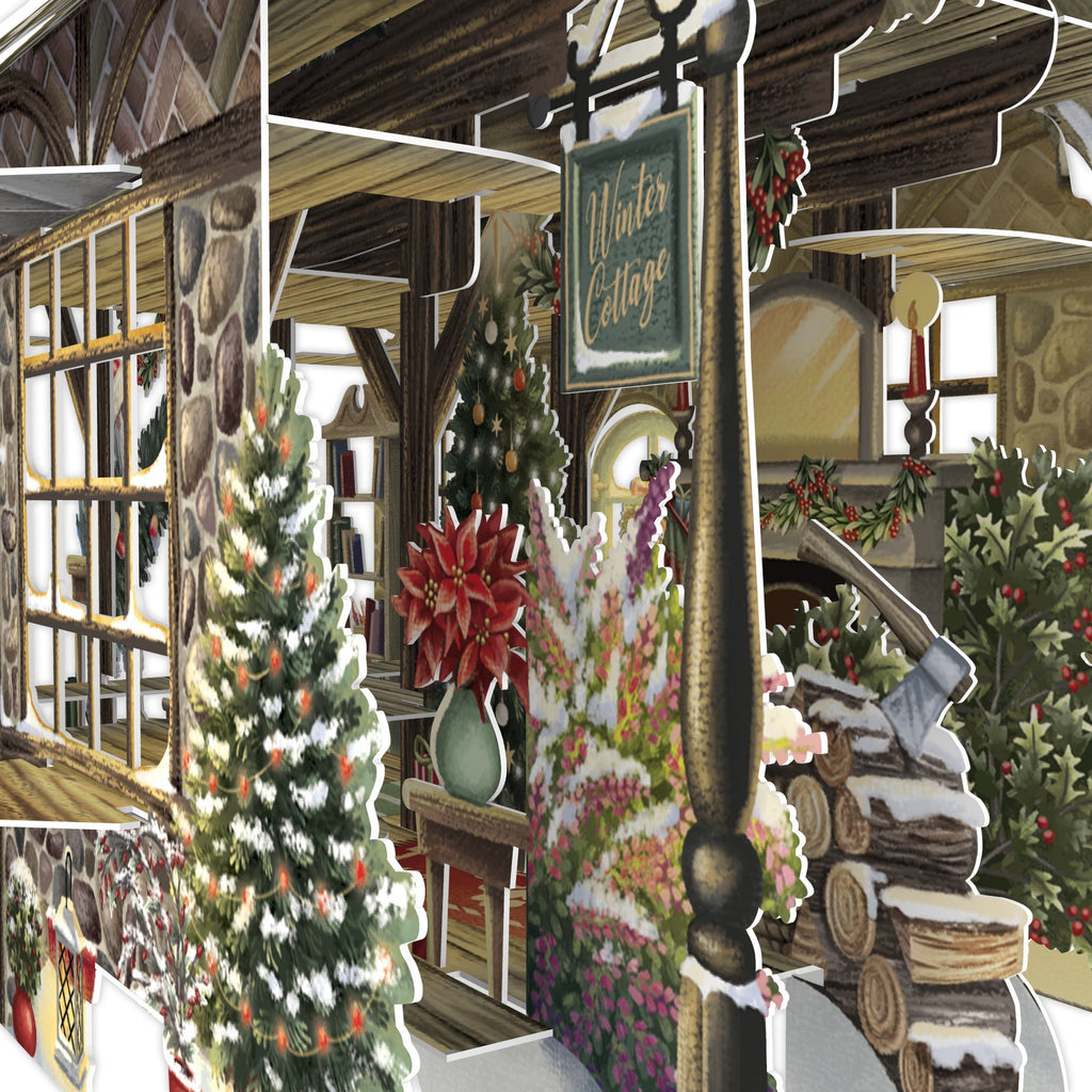 Cosy Christmas cottage 3D Christmas card - Daisy Park