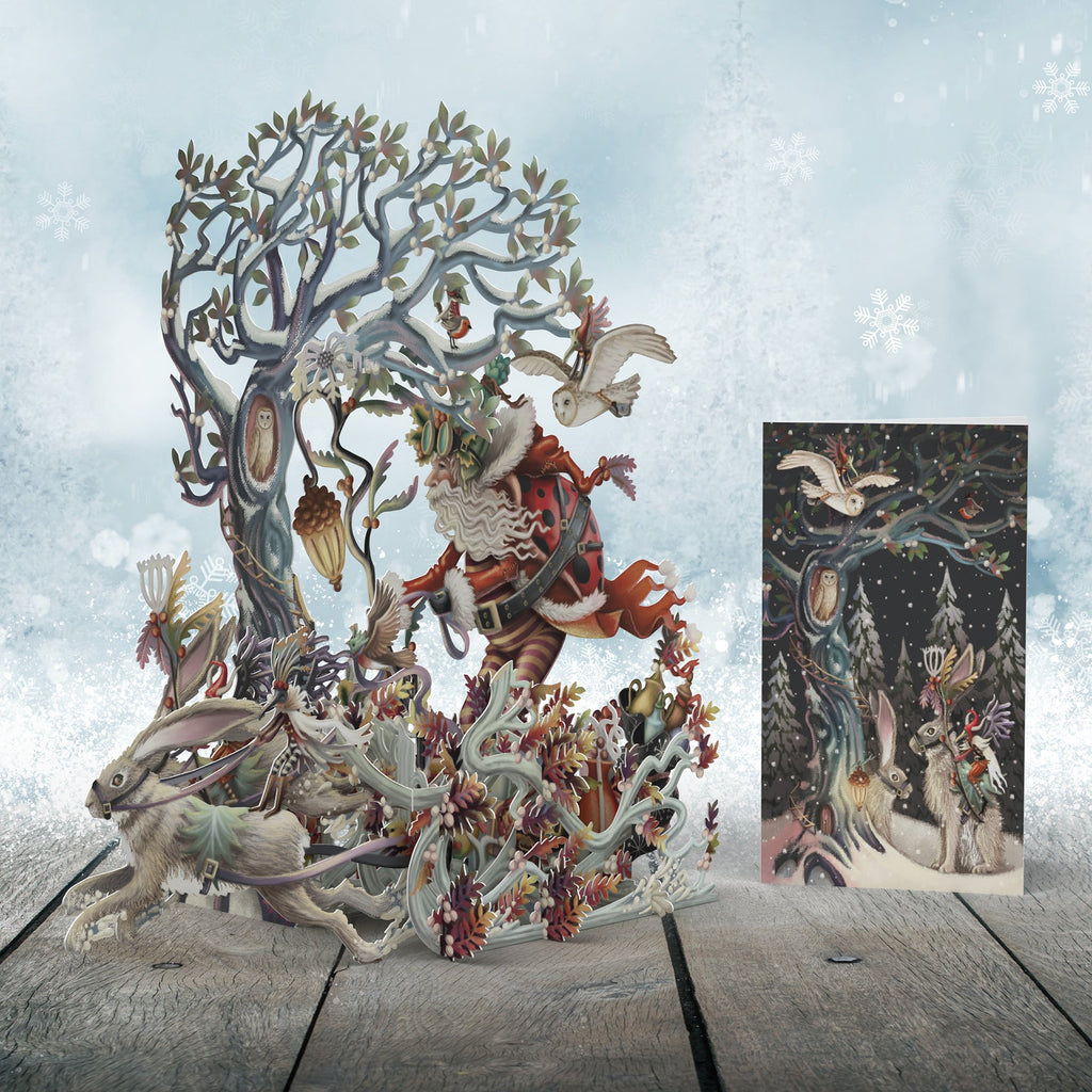 Hare Racing 3D Christmas card - Daisy Park