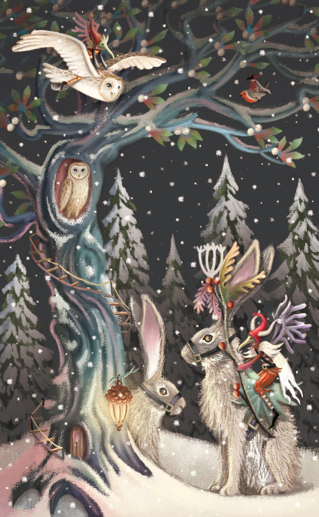 Hare Racing 3D Christmas card - Daisy Park