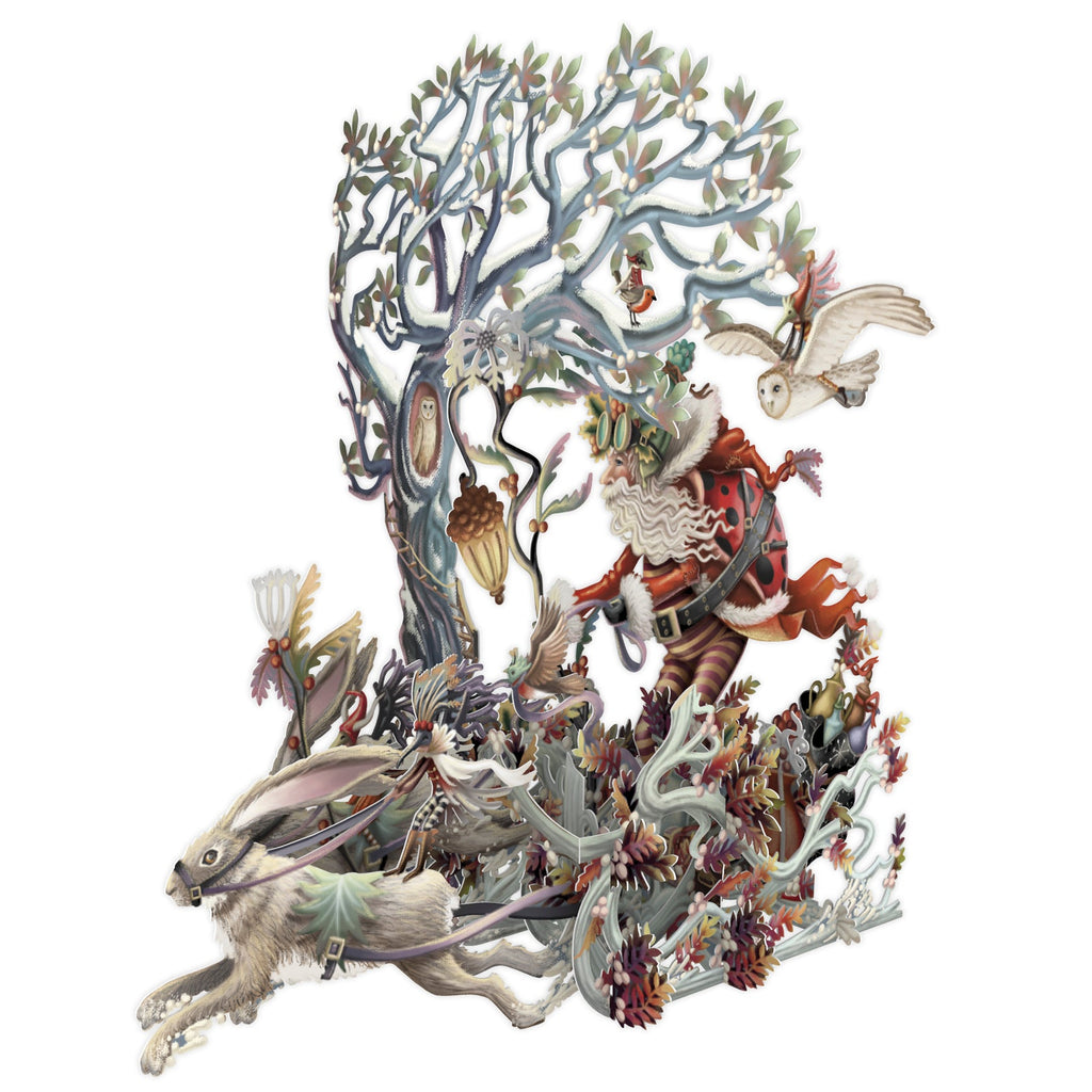 Hare Racing 3D Christmas card - Daisy Park