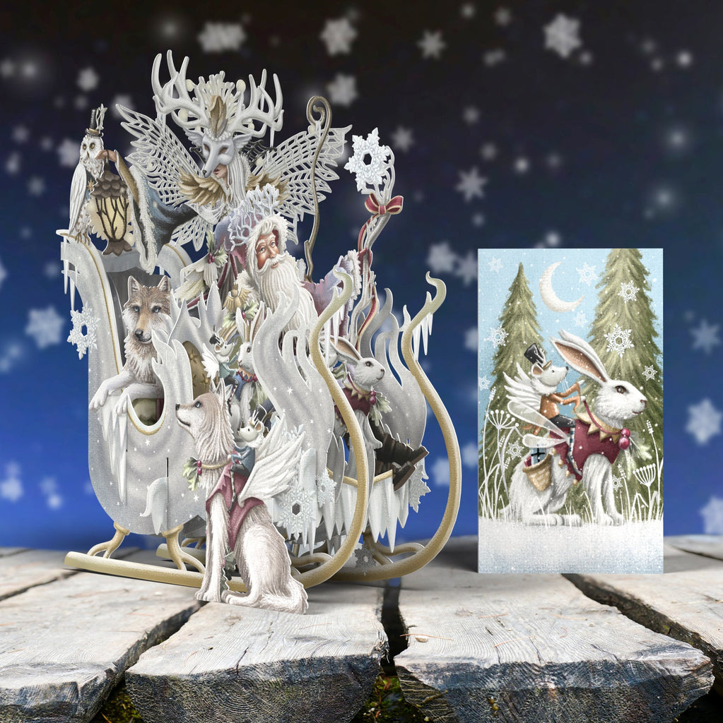 Snow Queen sleigh 3D Christmas card - Daisy Park