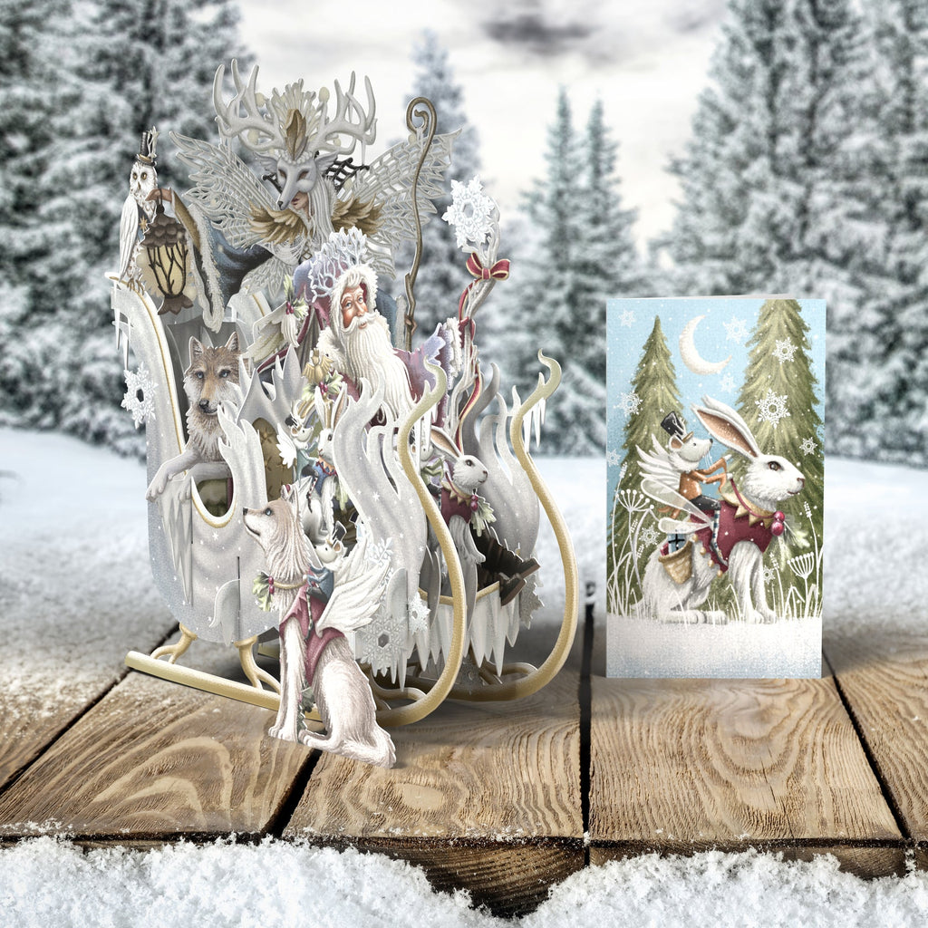 Snow Queen sleigh 3D Christmas card - Daisy Park