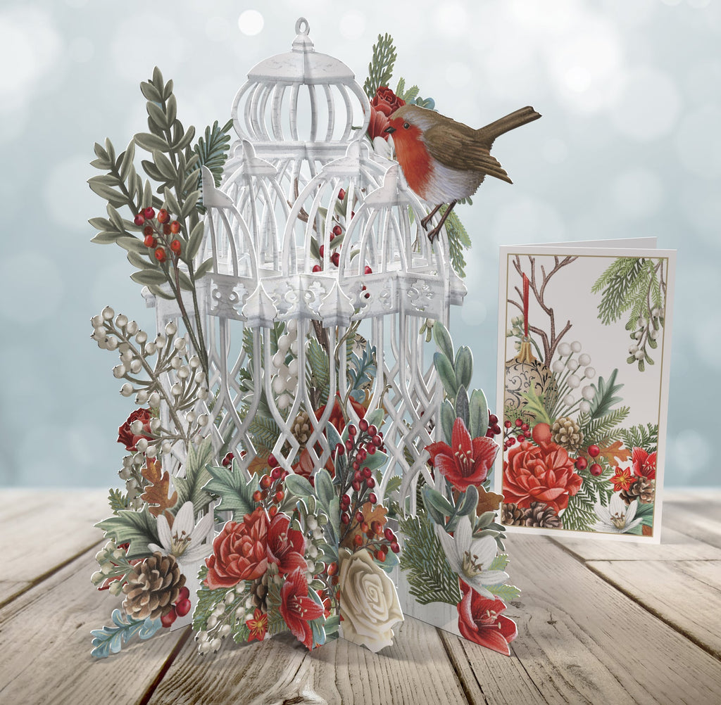 Christmas Flower cage 3D Christmas card - Daisy Park