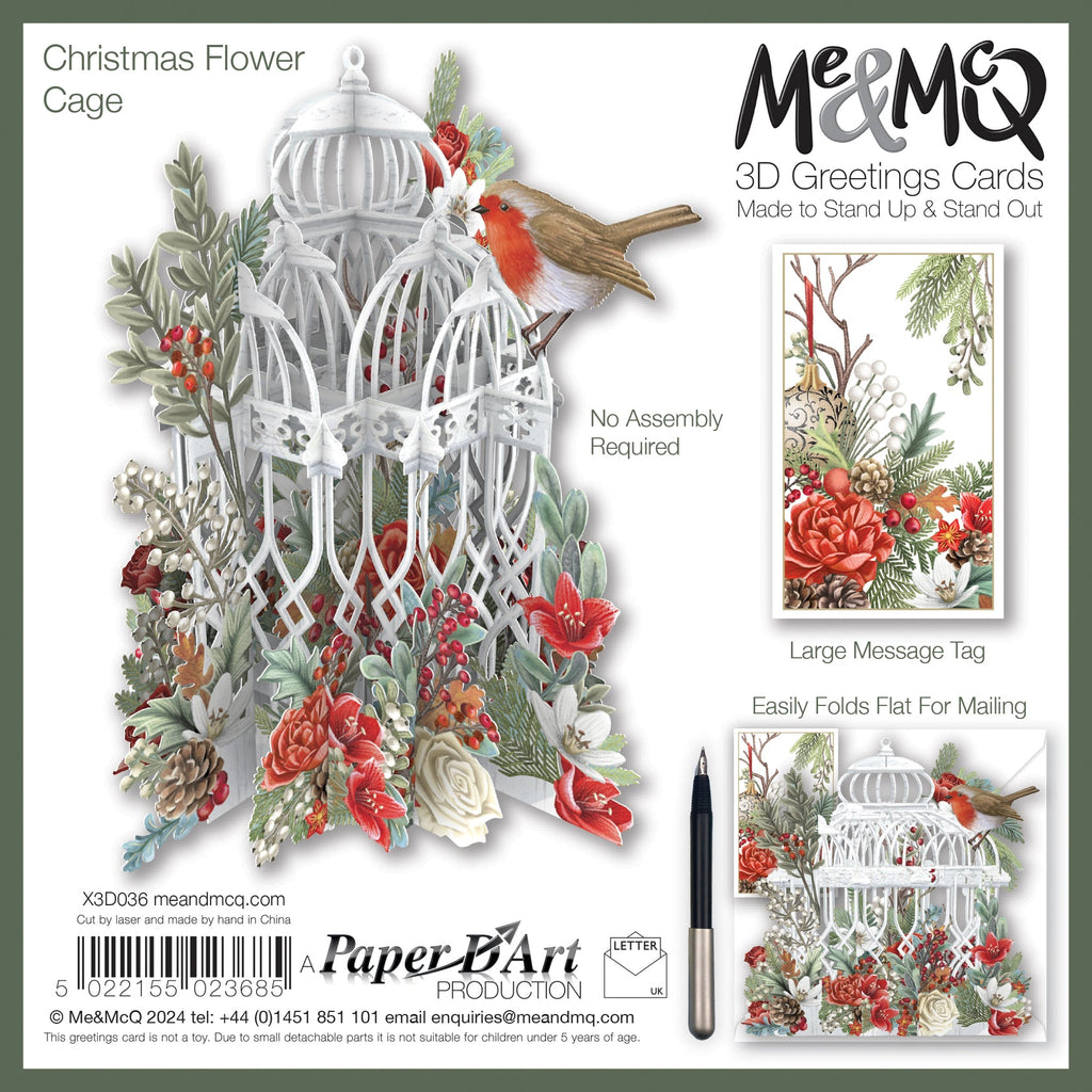 Christmas Flower cage 3D Christmas card - Daisy Park
