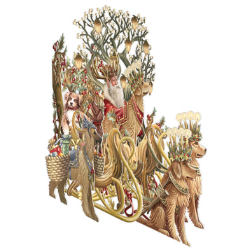 Santa's dog sleigh 3D Pop up Christmas card - Daisy Park