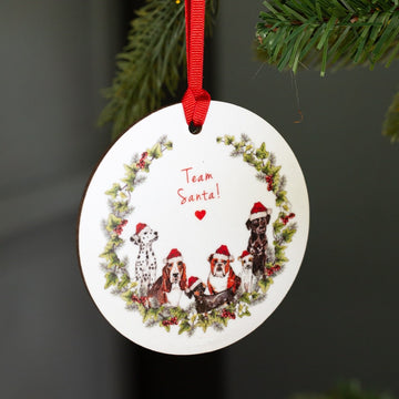 Toasted Crumpet Team Santa Christmas dogs Christmas wooden hanger - Daisy Park