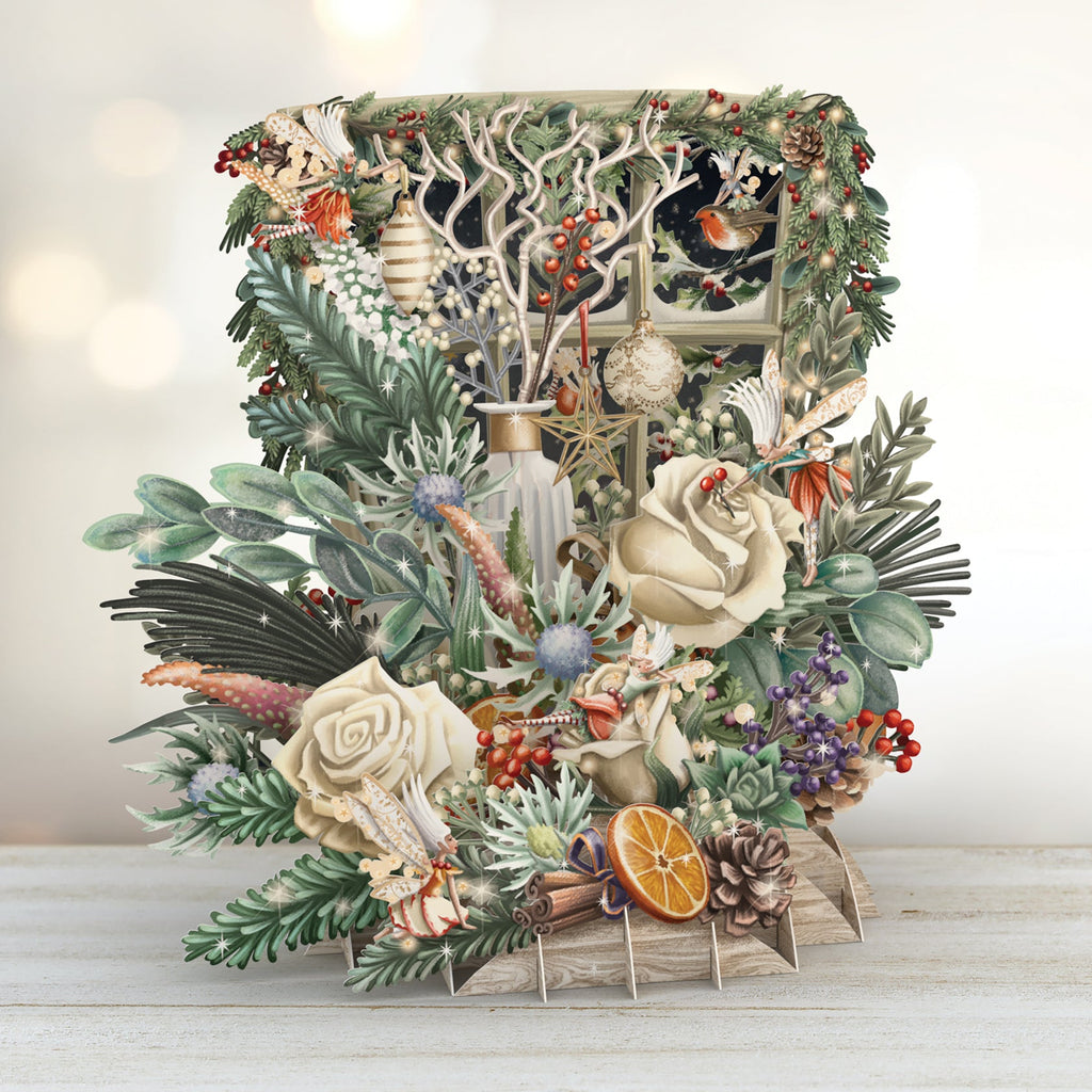 Christmas Floral 3D Christmas card - Daisy Park
