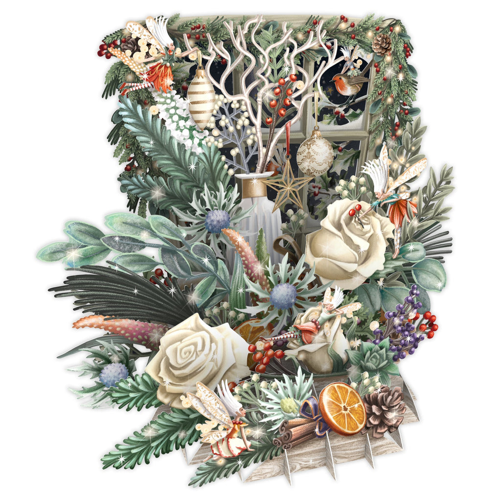 Christmas Floral 3D Christmas card - Daisy Park