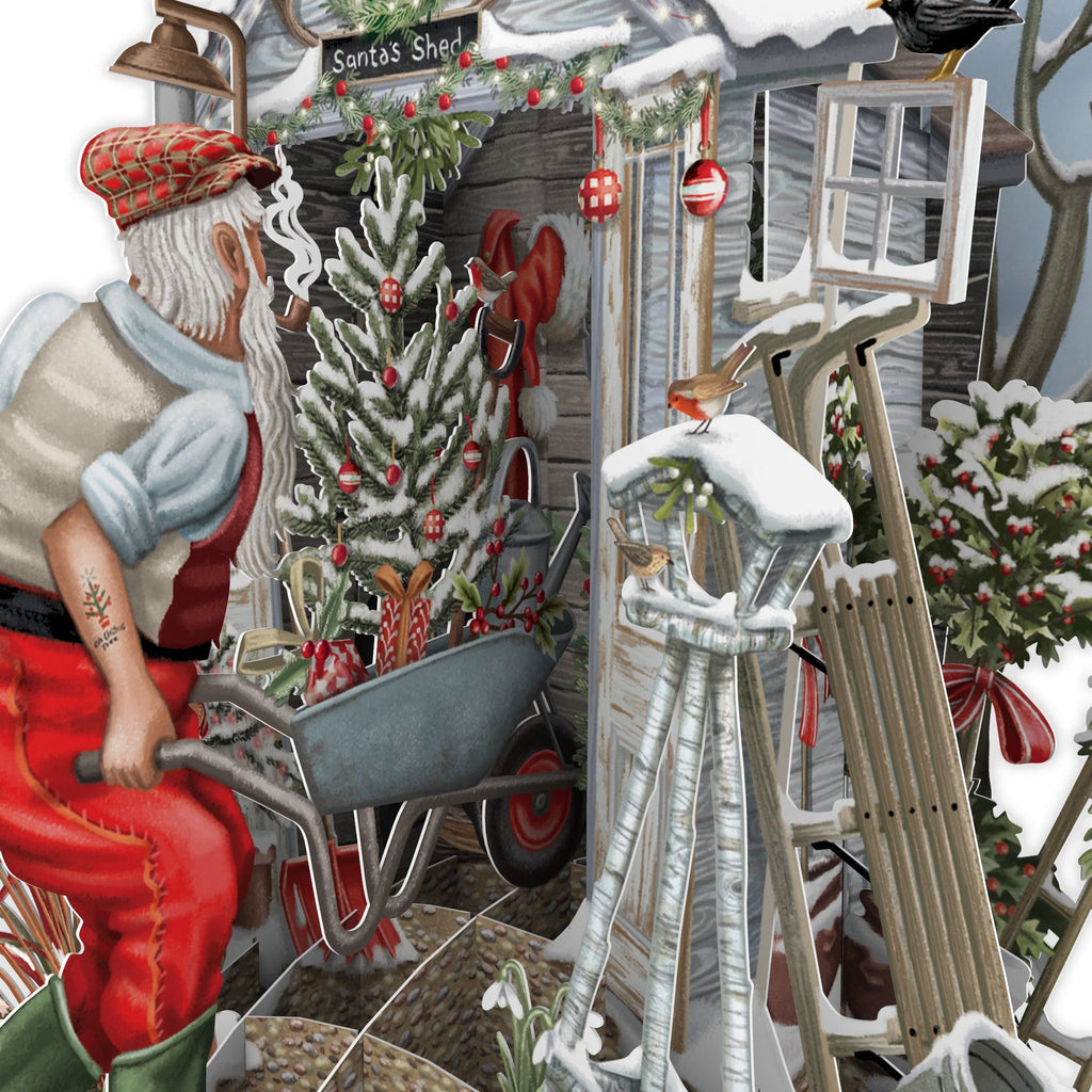 Santa's Shed 3D Christmas card - Daisy Park
