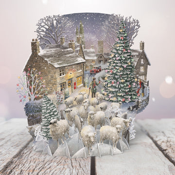 Winter Sheep 3D Christmas card - Daisy Park